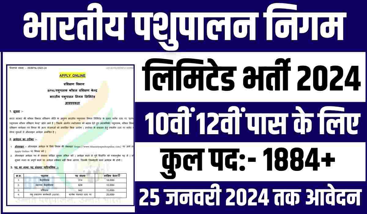 Bhartiya Pashupalan Nigam Limited Recruitment 2024