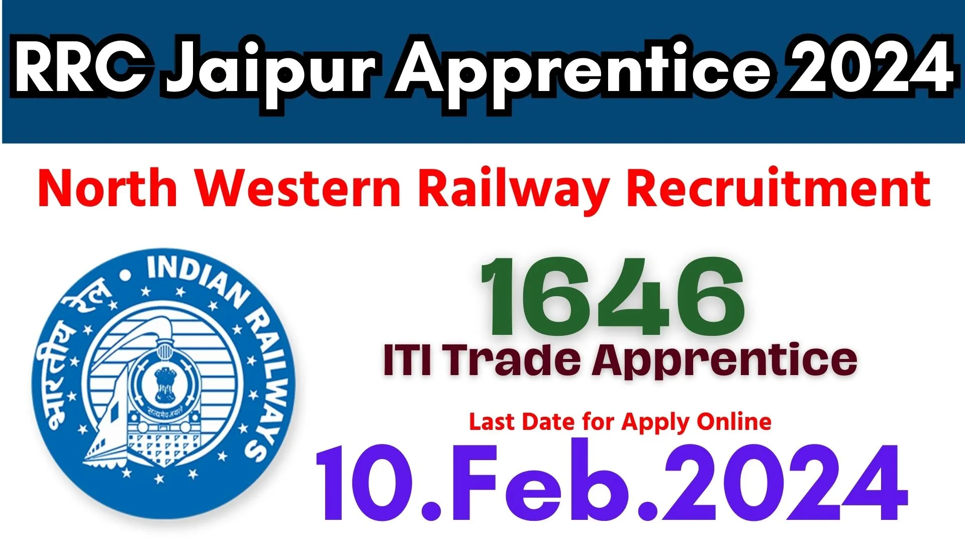 Railway NWR Jaipur Apprentice 2024 Notification Apply Online