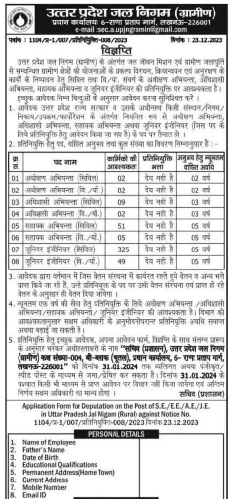 jal nigam recruitment